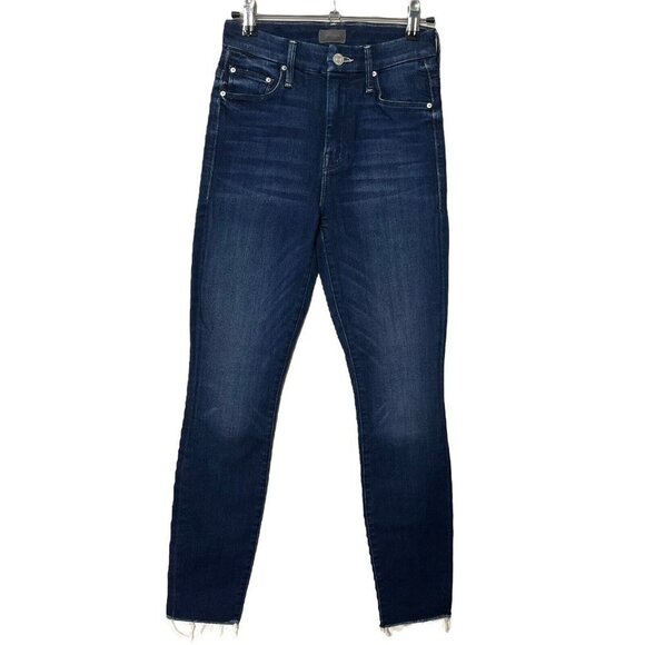 MOTHER Looker Ankle Fray Jeans Tongue Chic Blue High Rise Women’s Size 2 - Picture 2 of 15